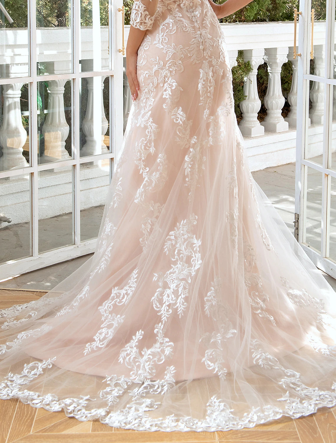 wholesale  Engagement Formal Fall Wedding Dresses Mermaid / Trumpet Sweetheart Long Sleeve Sweep / Brush Train Lace Bridal Gowns With Appliques