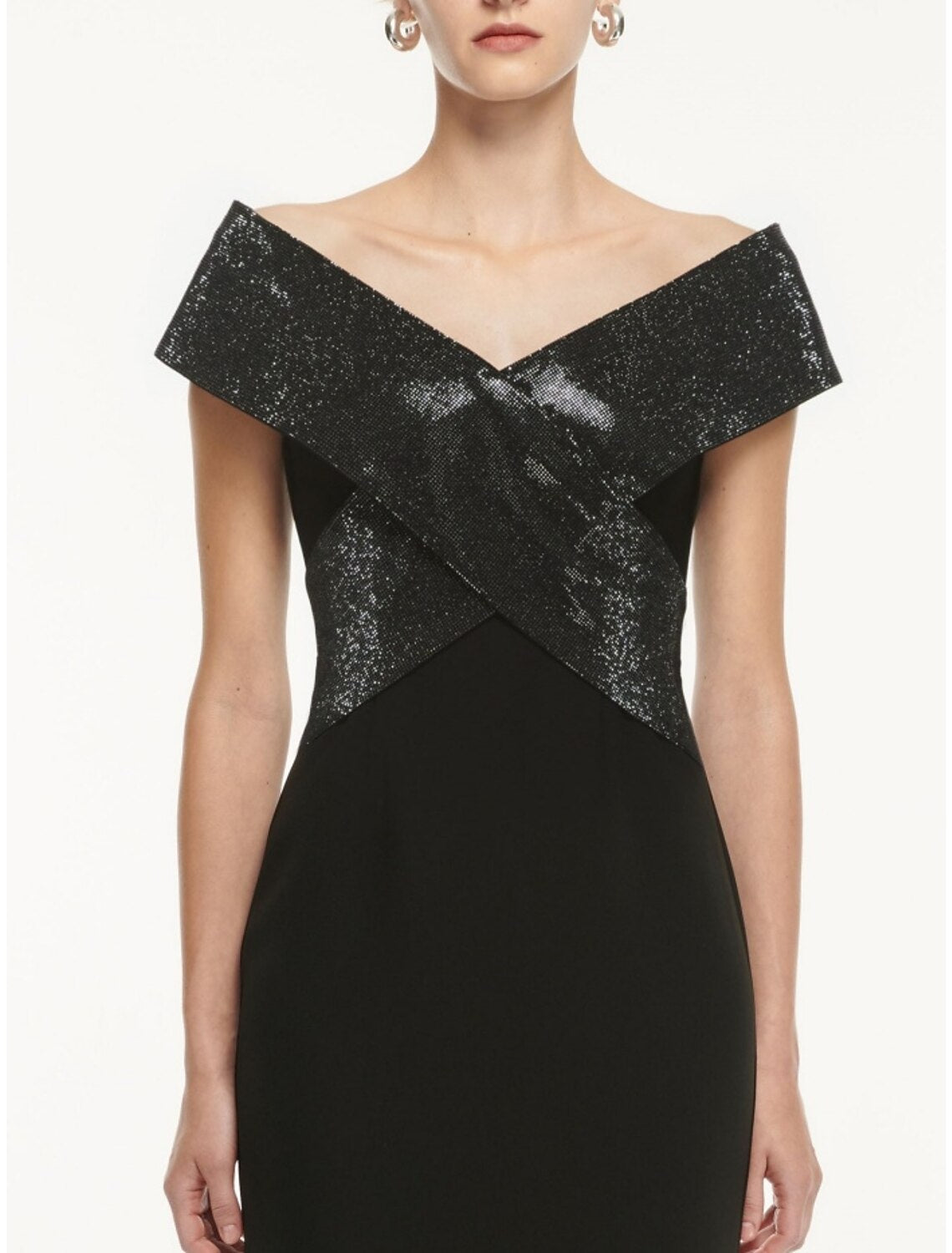 Wholesa Sheath / Column Evening Gown Elegant Dress Formal Ankle Length Black Dress Short Sleeve Off Shoulder Imitation Silk with Slit