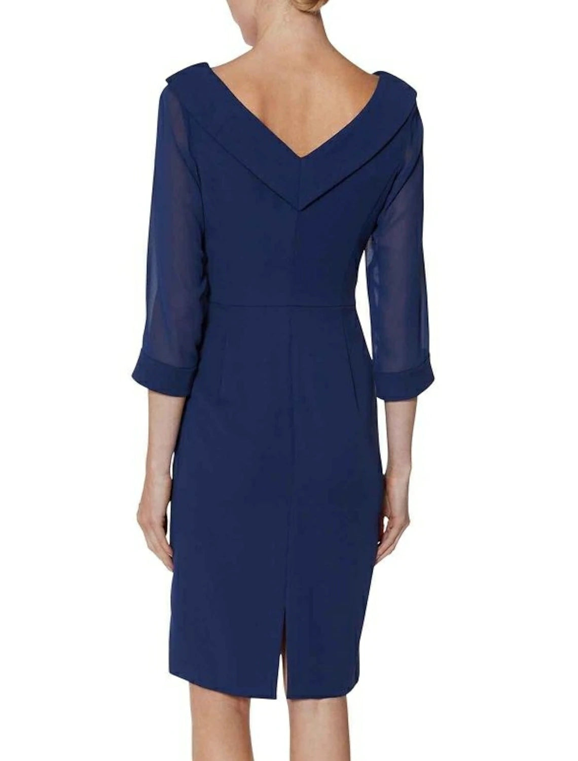 Wholesa Sheath / Column Mother of the Bride Dress Wedding Guest Plus Size V Neck Knee Length Chiffon 3/4 Length Sleeve with Split Front Fall