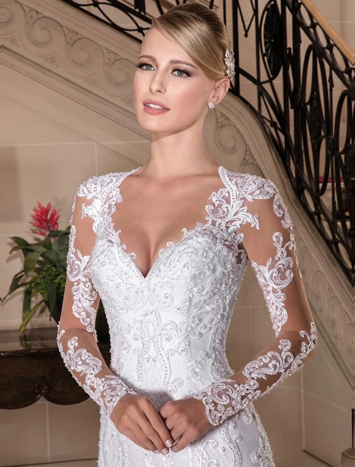 wholesale  Engagement Formal Fall Wedding Dresses Mermaid / Trumpet Sweetheart Long Sleeve Court Train Lace Bridal Gowns With Beading