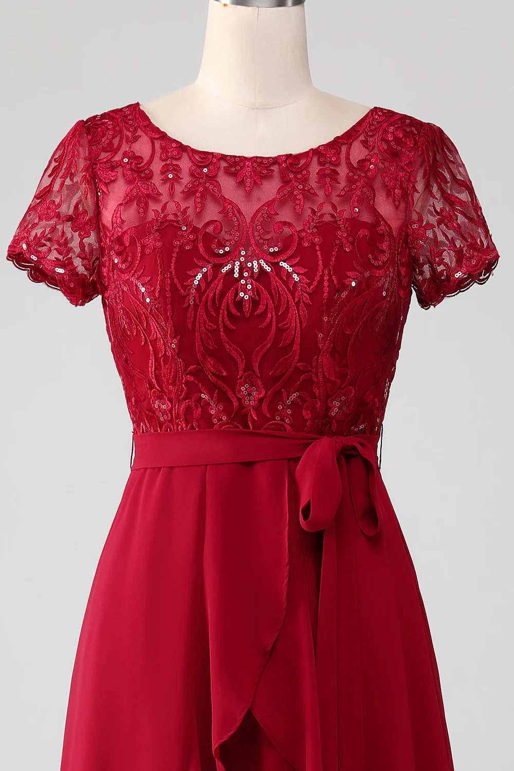 Wholesa Sparkly Sequin Asymmetrical Mother of Bride Dress with Appliques