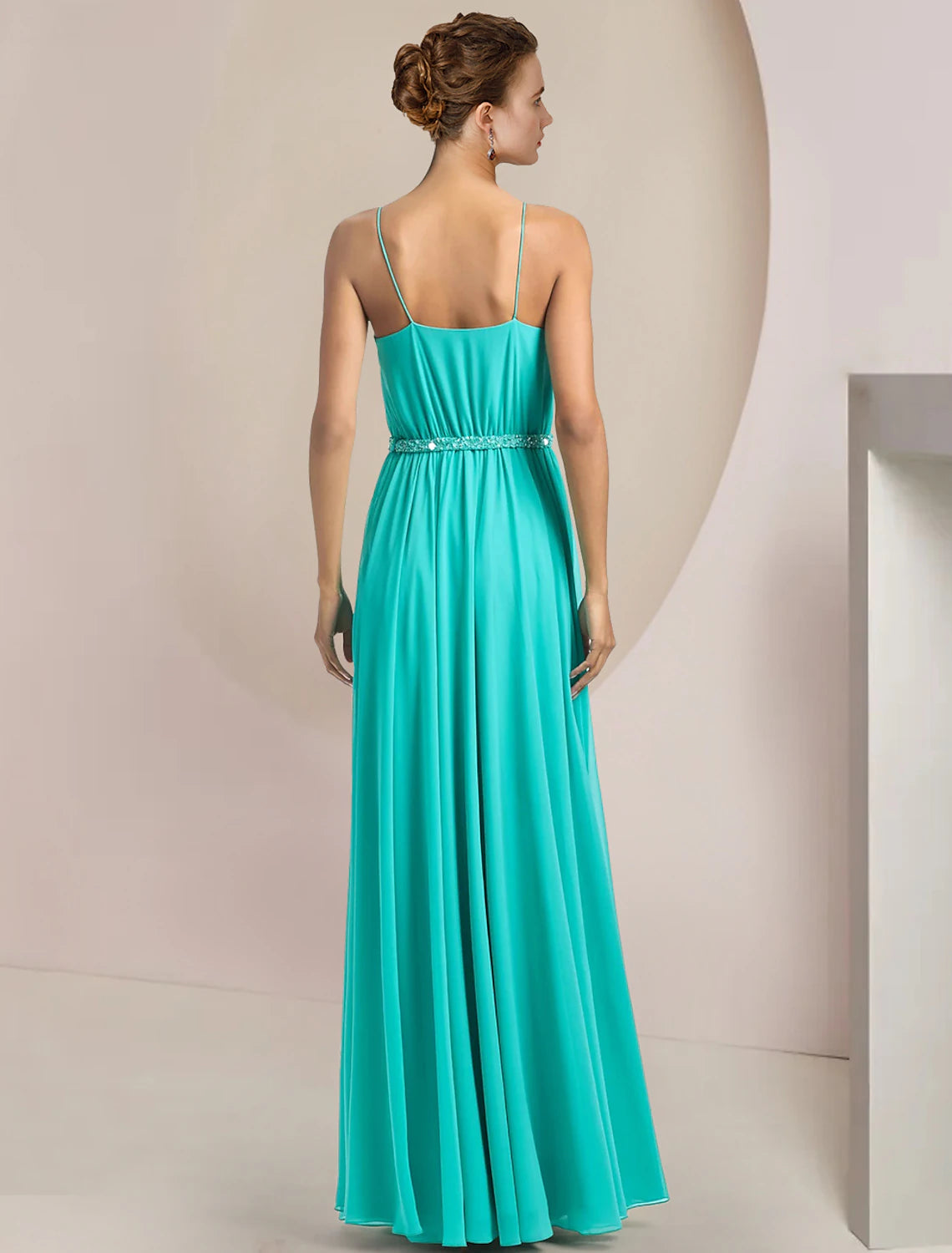 wholesale Two Piece Jumpsuits Jumpsuit / Pantsuit Mother of the Bride Dress Formal Wedding Guest Elegant Scoop Neck Tea Length Chiffon Sleeveless with Beading Appliques