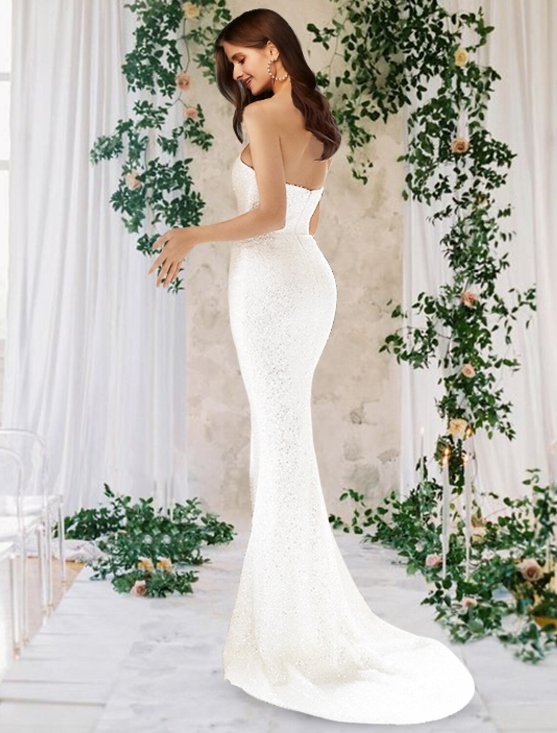 wholesale  Engagement Sparkle & Shine Formal Wedding Dresses Court Train Mermaid / Trumpet Sleeveless One Shoulder Satin With Sequin