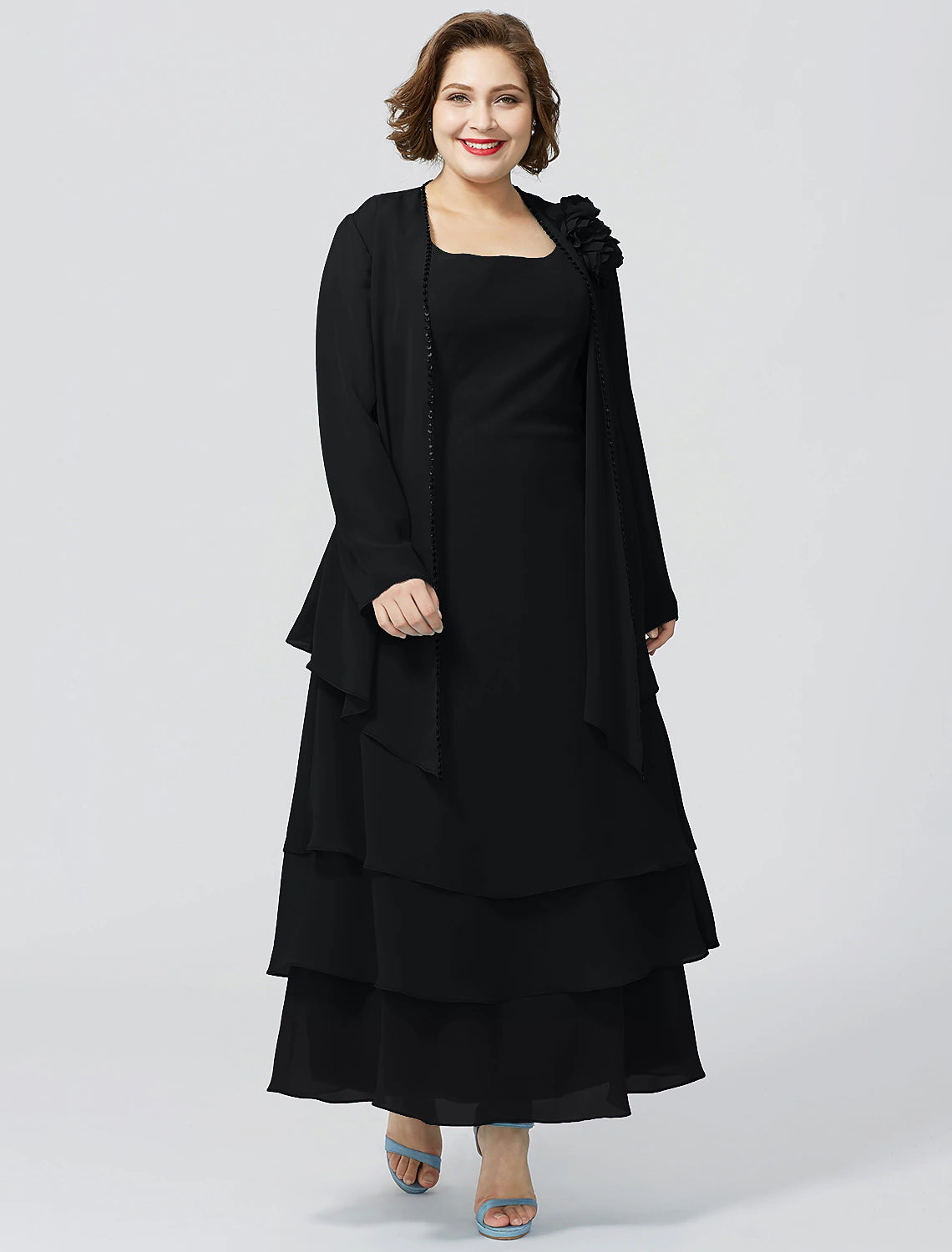 wholesale  A-Line Mother of the Bride Dress Formal Plus Size Elegant Scoop Neck Ankle Length Chiffon Sleeveless yes with Lace