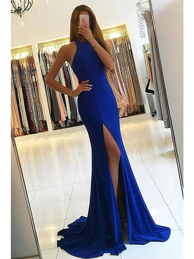 Wholesa Mermaid High Neck Floor-Length Prom Dresses