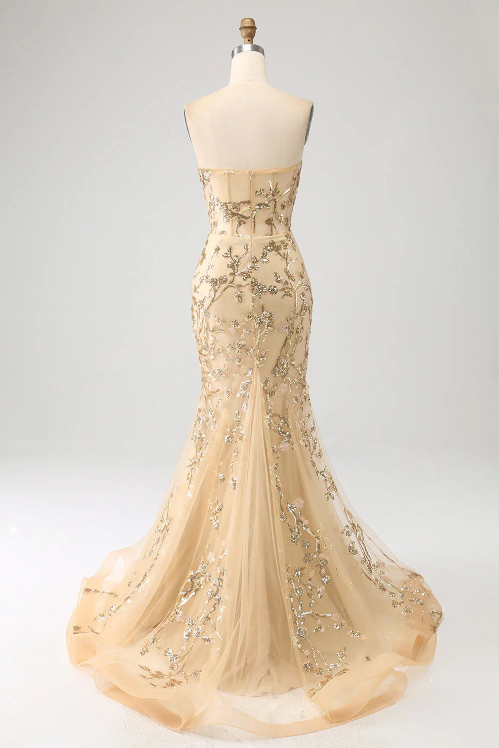 Wholesa Mermaid Sparkly Corset Prom Dress