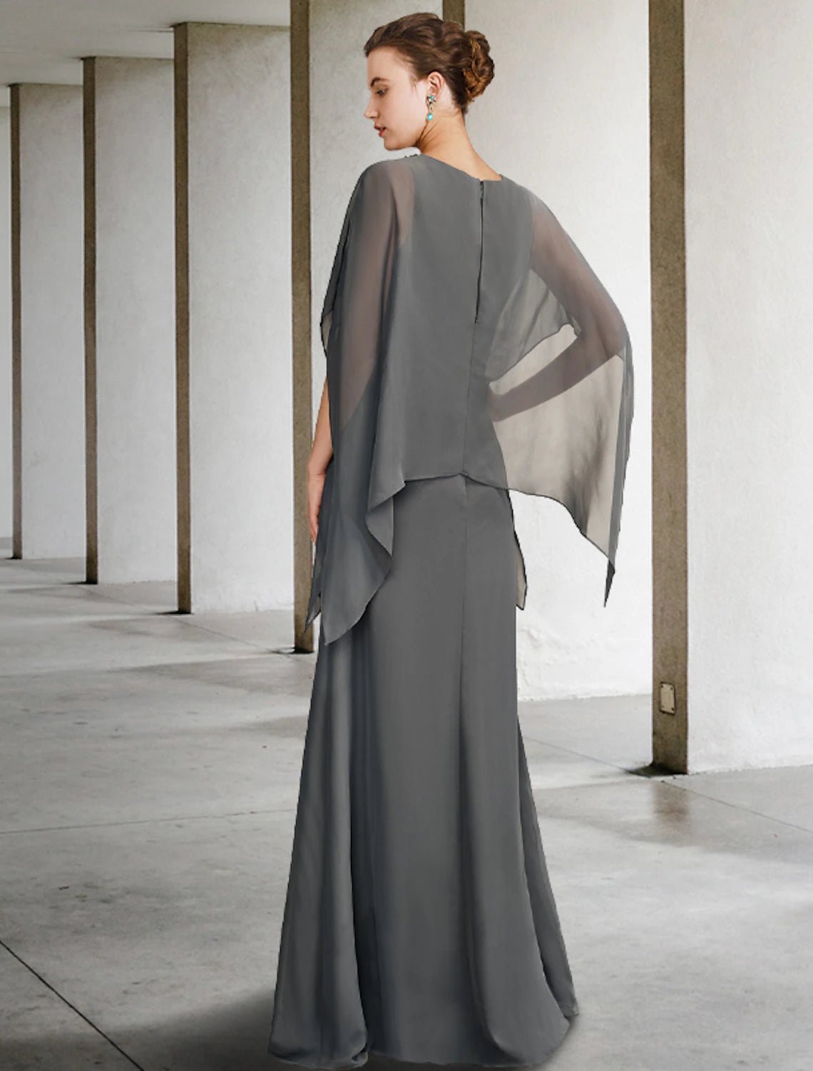 wholesale  A-Line Mother of the Bride Dress Luxurious Elegant V Neck Floor Length Chiffon Sleeveless Shawls with Beading Ruffles