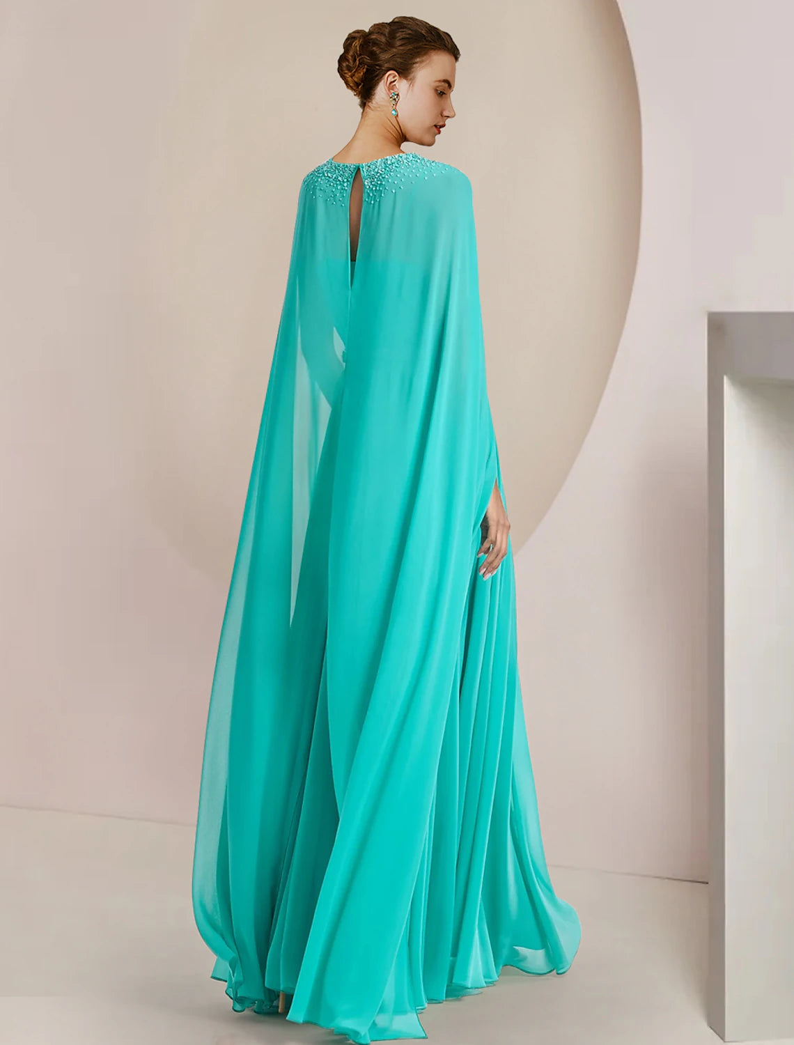 wholesale Two Piece Jumpsuits Jumpsuit / Pantsuit Mother of the Bride Dress Formal Wedding Guest Elegant Scoop Neck Tea Length Chiffon Sleeveless with Beading Appliques