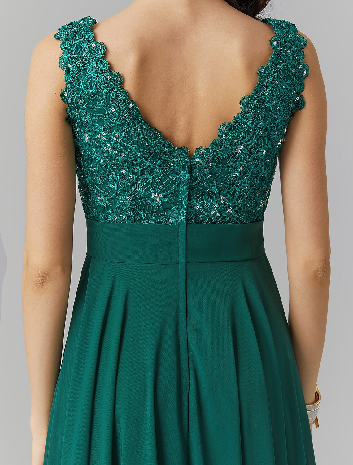 Wholesa A-Line Elegant Dress Wedding Guest Formal Evening Floor Length Sleeveless V Neck Chiffon V Back with Sash / Ribbon Beading