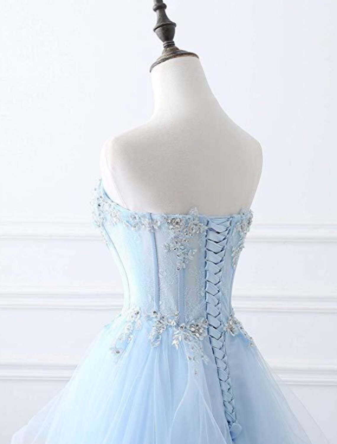 wholesale   A-Line Sexy Floral Engagement Prom Birthday Dress Strapless Sleeveless Sweep / Brush Train Lace with Pleats Lace Insert