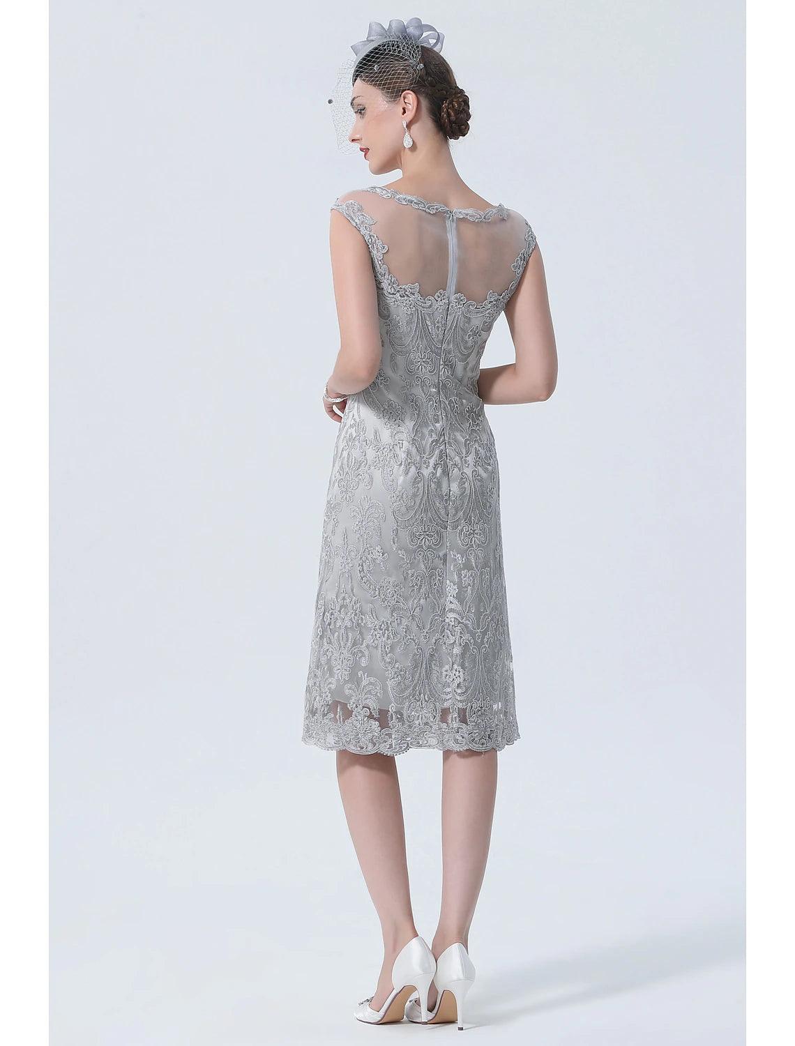 wholesale  Two Piece Mother of the Bride Dress Church Vintage Plus Size Sexy Jewel Neck Tea Length Chiffon 3/4 Length Sleeve with Lace