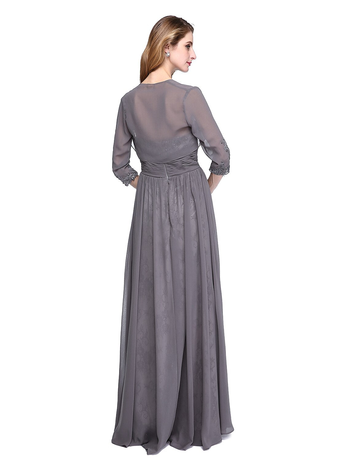 wholesale   A-Line Mother of the Bride Dress Wrap Included Strapless Floor Length Chiffon Beaded Lace Sleeveless yes with Ruched Beading Appliques