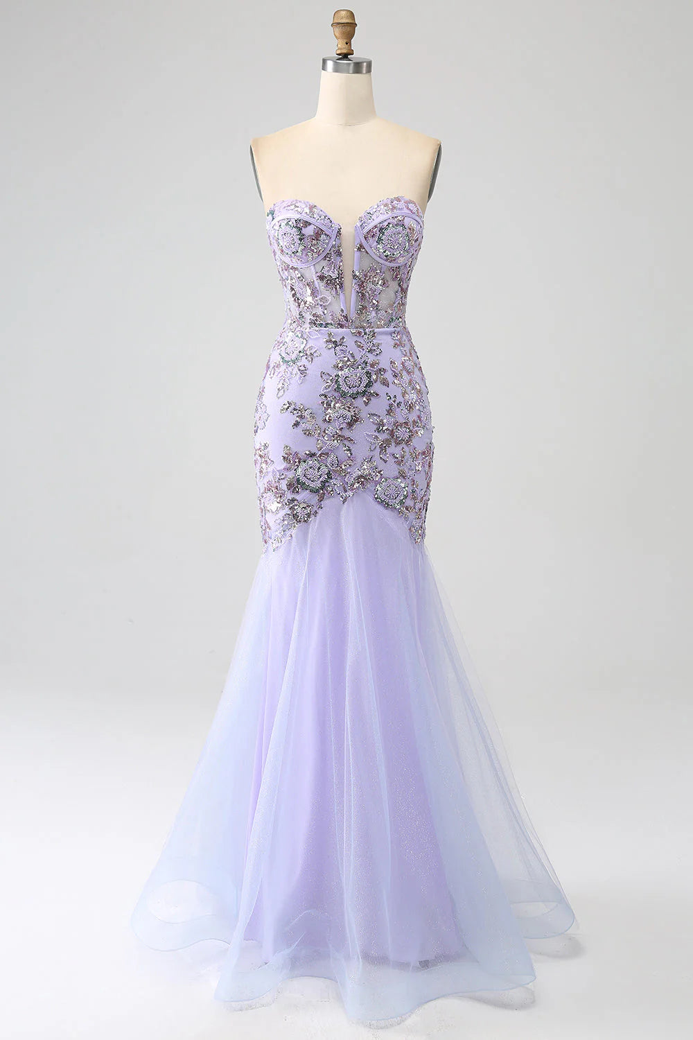 Wholesa Mermaid Strapless Corset Prom Dress with Beading