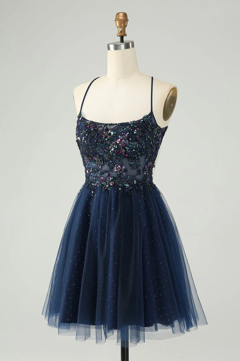Wholesa A-Line Glitter Sequined Tulle Short Prom Dress Homecoming Dresses