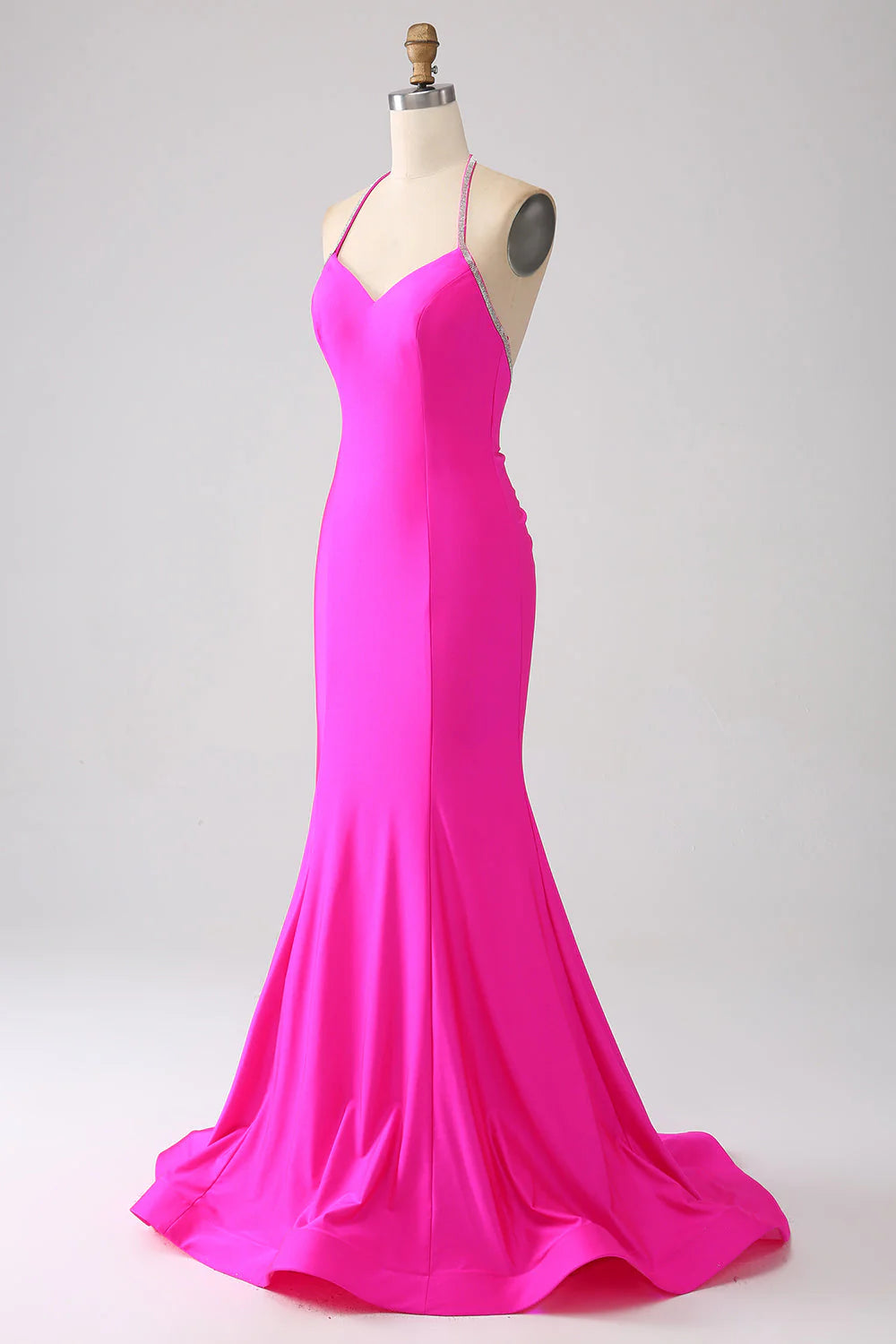 Wholesa Mermaid Halter Neck Backless Long Prom Dress