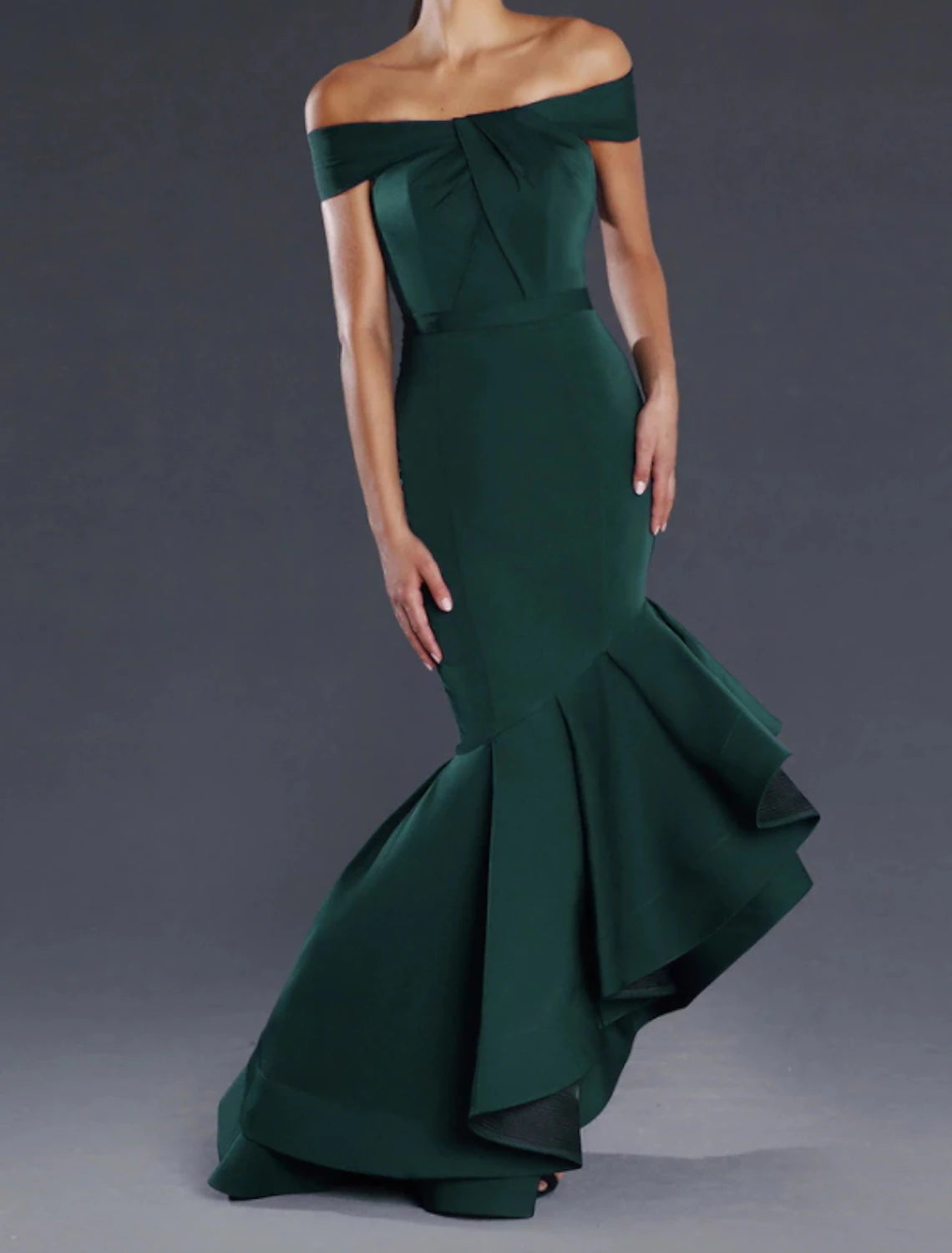 Wholesa Mermaid / Trumpet Prom Dresses Minimalist Dress Valentine's Day Wedding Guest Asymmetrical Sleeveless Off Shoulder Satin with Sleek Ruffles