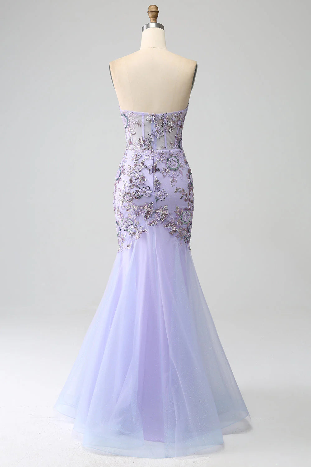 Wholesa Mermaid Strapless Corset Prom Dress with Beading