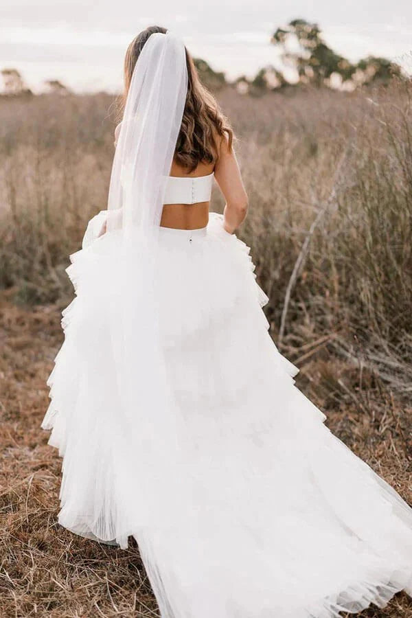 Wholesa Two Piece Simple Country Wedding Dress With Layered