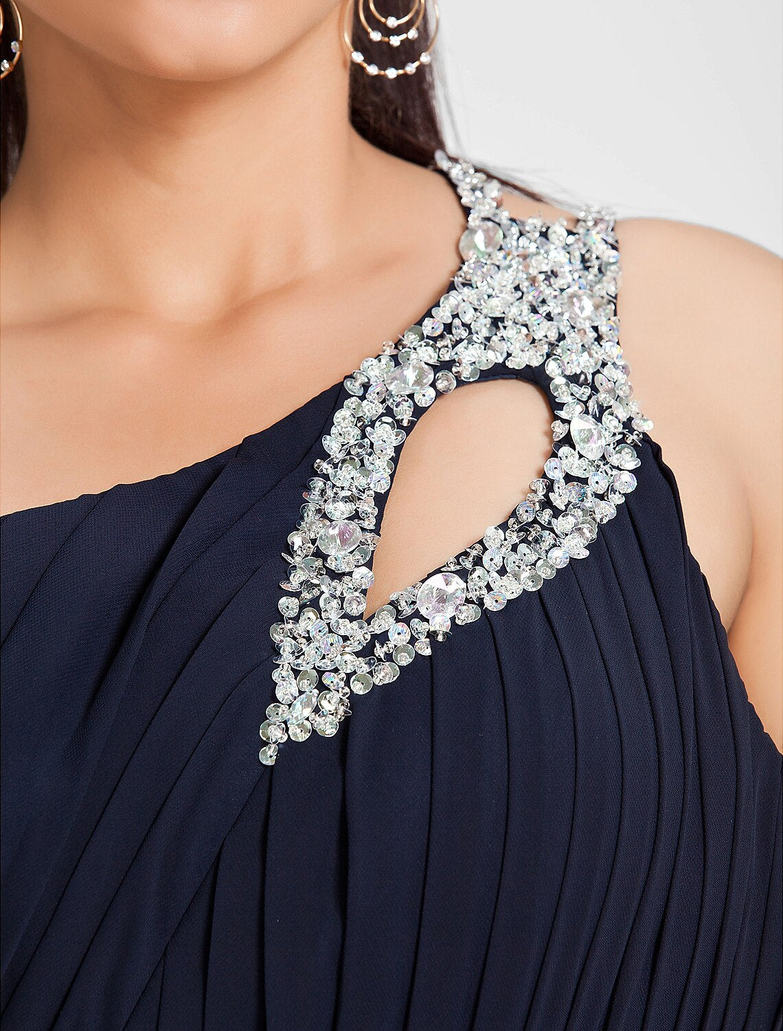 Wholesa A-Line Cut Out Dress Wedding Guest Prom Sweep / Brush Train Sleeveless One Shoulder Chiffon with Ruched Beading