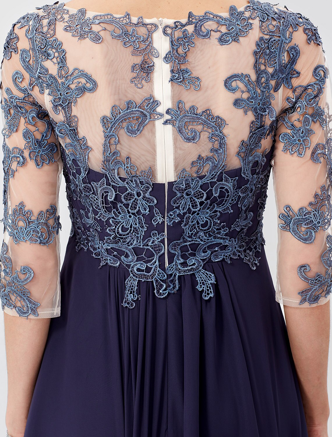 wholesale  Ball Gown A-Line Mother of the Bride Dress Formal Plus Size Elegant V Neck Floor Length Chiffon Sheer Lace 3/4 Length Sleeve with Crystals Appliques