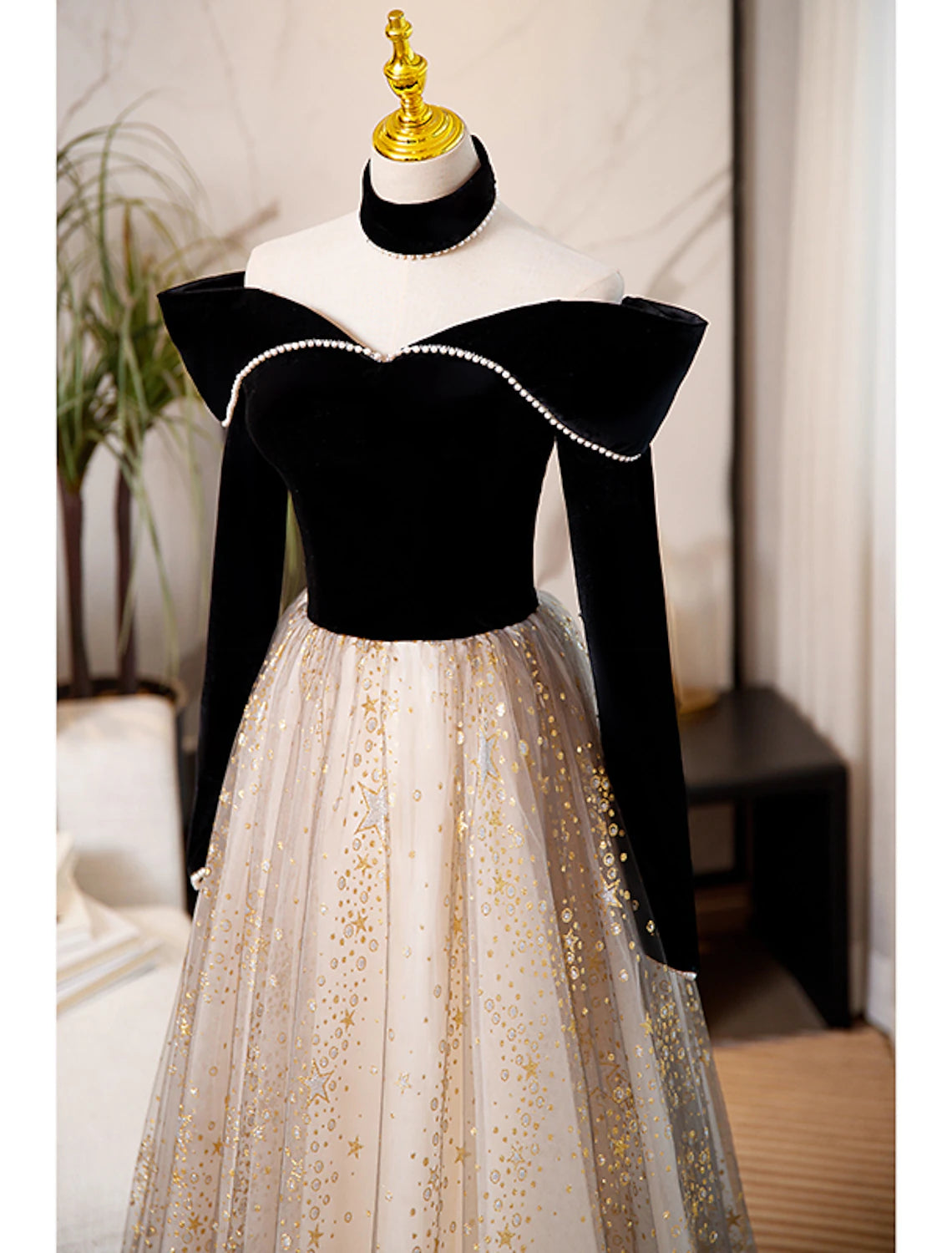 wholesale   A-Line Prom Dresses Sparkle & Shine Dress Engagement Birthday Floor Length Long Sleeve Sweetheart Tulle with Sequin