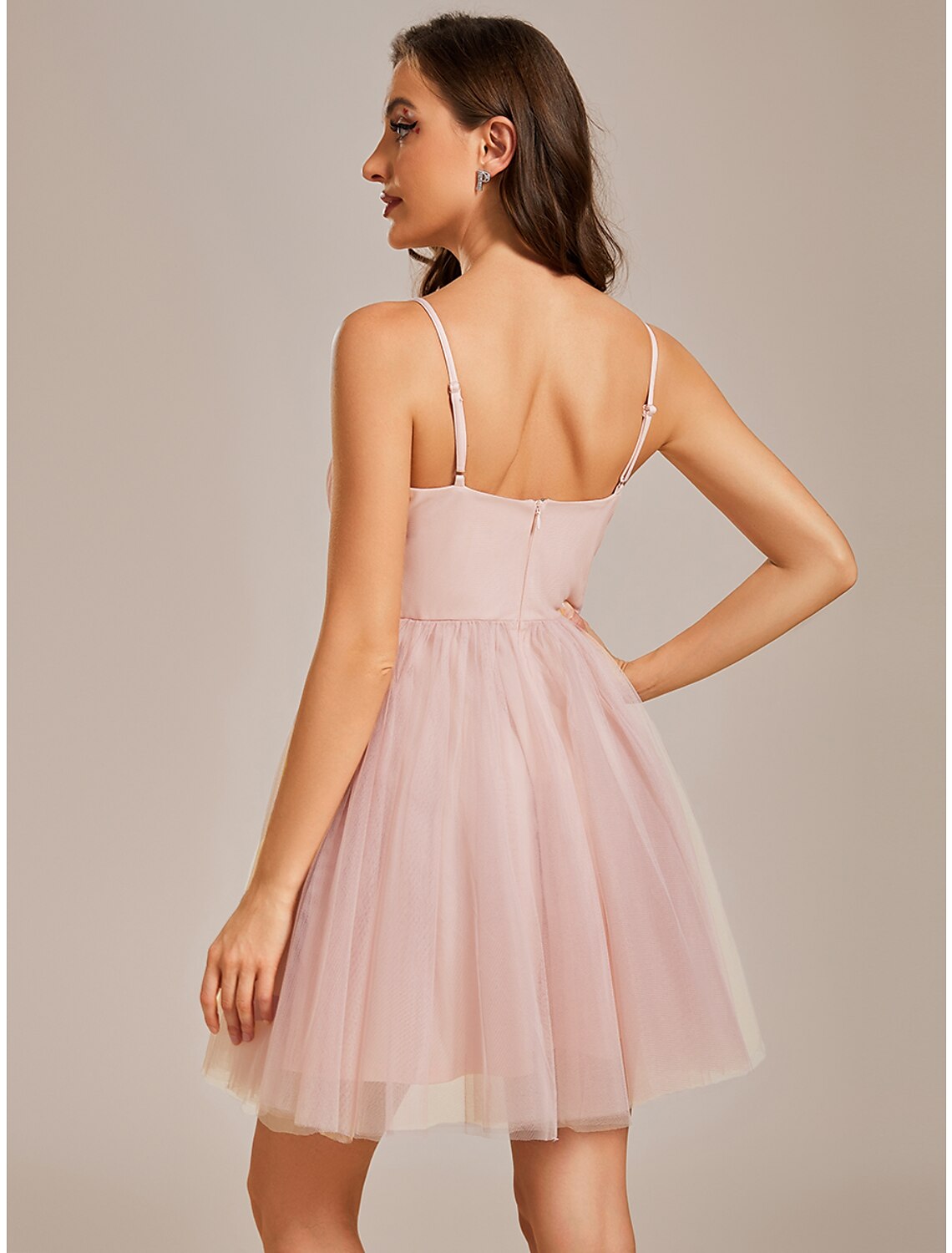 Wholesa A-Line Homecoming Dresses Princess Dress Cocktail Party Birthday Short / Mini Sleeveless Spaghetti Strap Tulle with Ruched