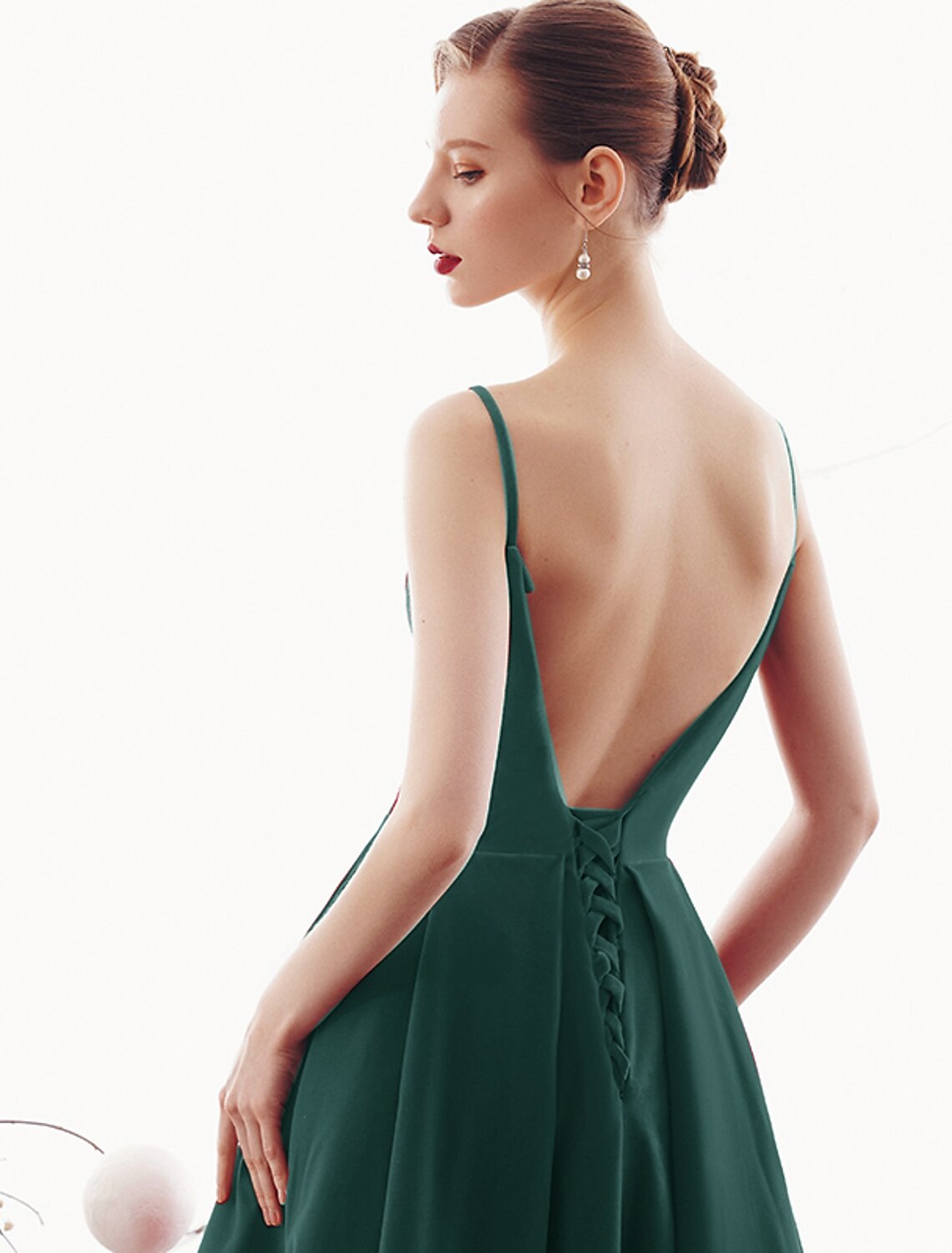 wholesale  A-Line Prom Dresses Beautiful Back Dress Wedding Guest Prom Ankle Length Sleeveless Spaghetti Strap Velvet with Sleek Pleats