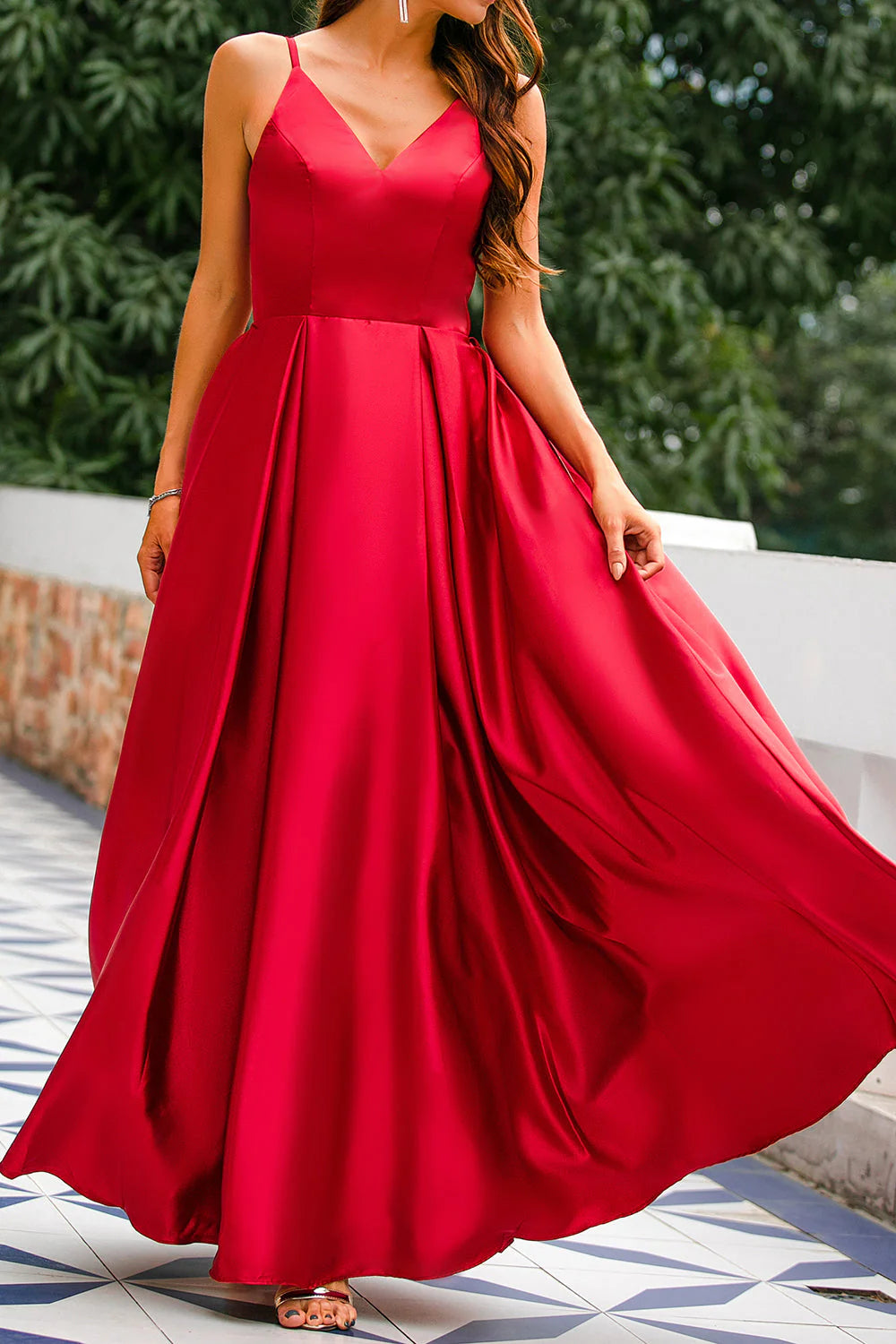 Wholesa A-line Strap Satin Prom Dresses