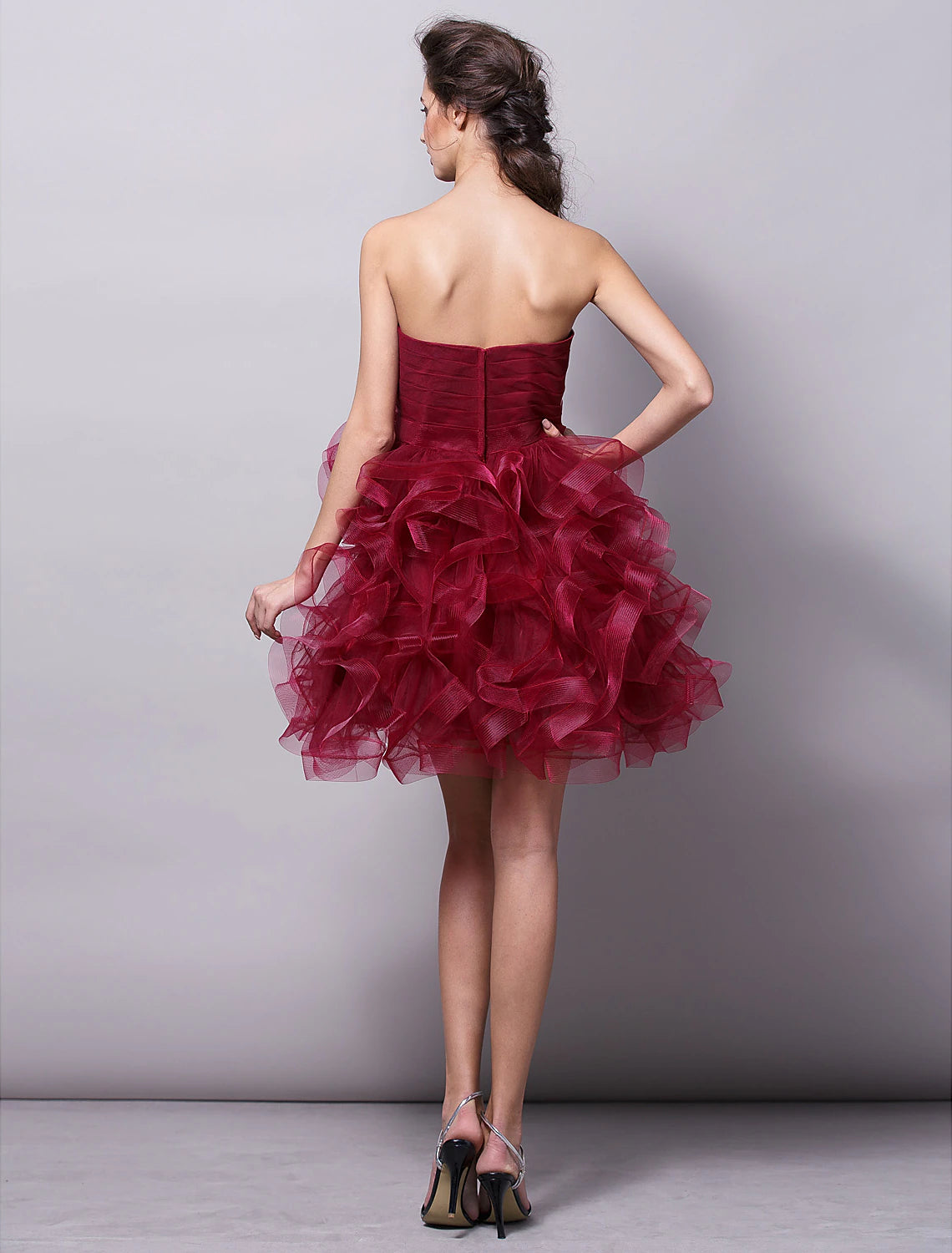 Wholesa Ball Gown Hot Homecoming Cocktail Party Valentine's Day Dress Strapless Sleeveless Short / Mini Tulle with Ruched Tier