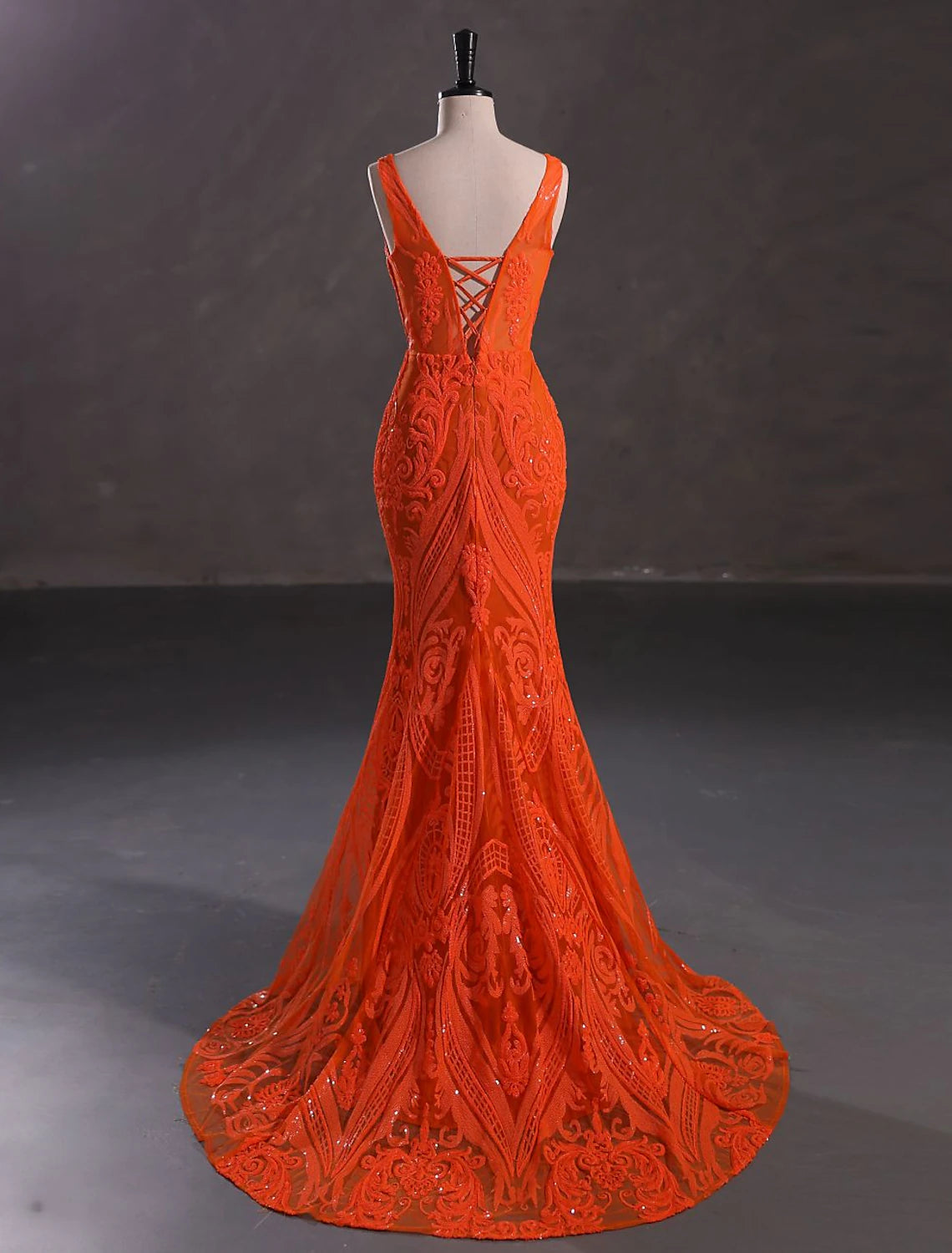 Wholesa Mermaid / Trumpet Evening Gown Sparkle & Shine Dress Engagement Formal Evening Court Train Sleeveless V Neck Sequined with Sequin