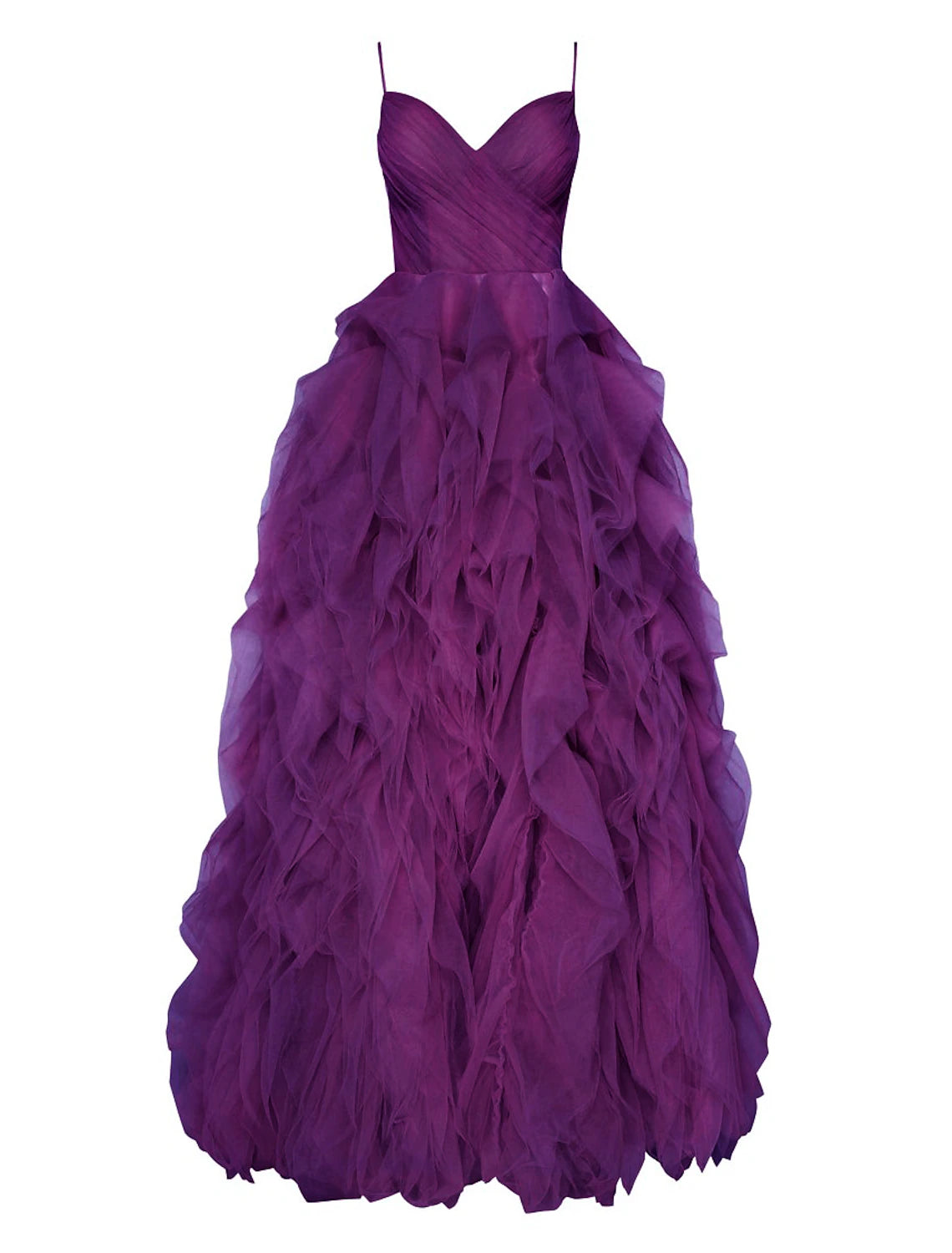 wholesale  Ball Gown Party Dress Beautiful Back Elegant Prom Formal Evening Dress V Neck Sleeveless Sweep / Brush Train Tulle with Ruffles Pure Color