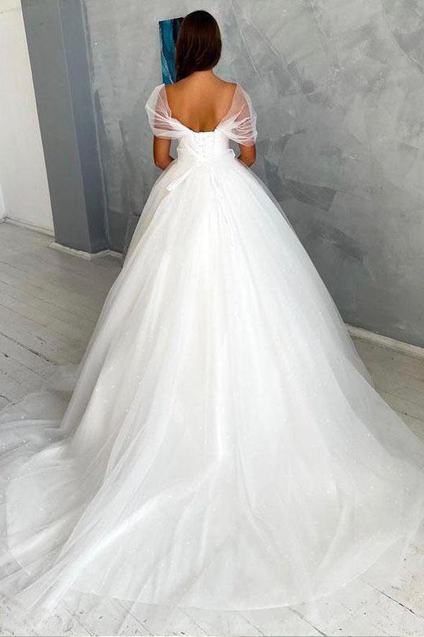 Wholesa A-line Off-the-shoulder Ball Gown Wedding Dress Tulle Bridal Dress
