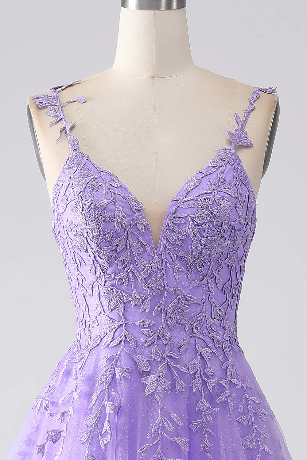 Wholesa A-Line Spaghetti Straps Long Prom Dress with Appliques