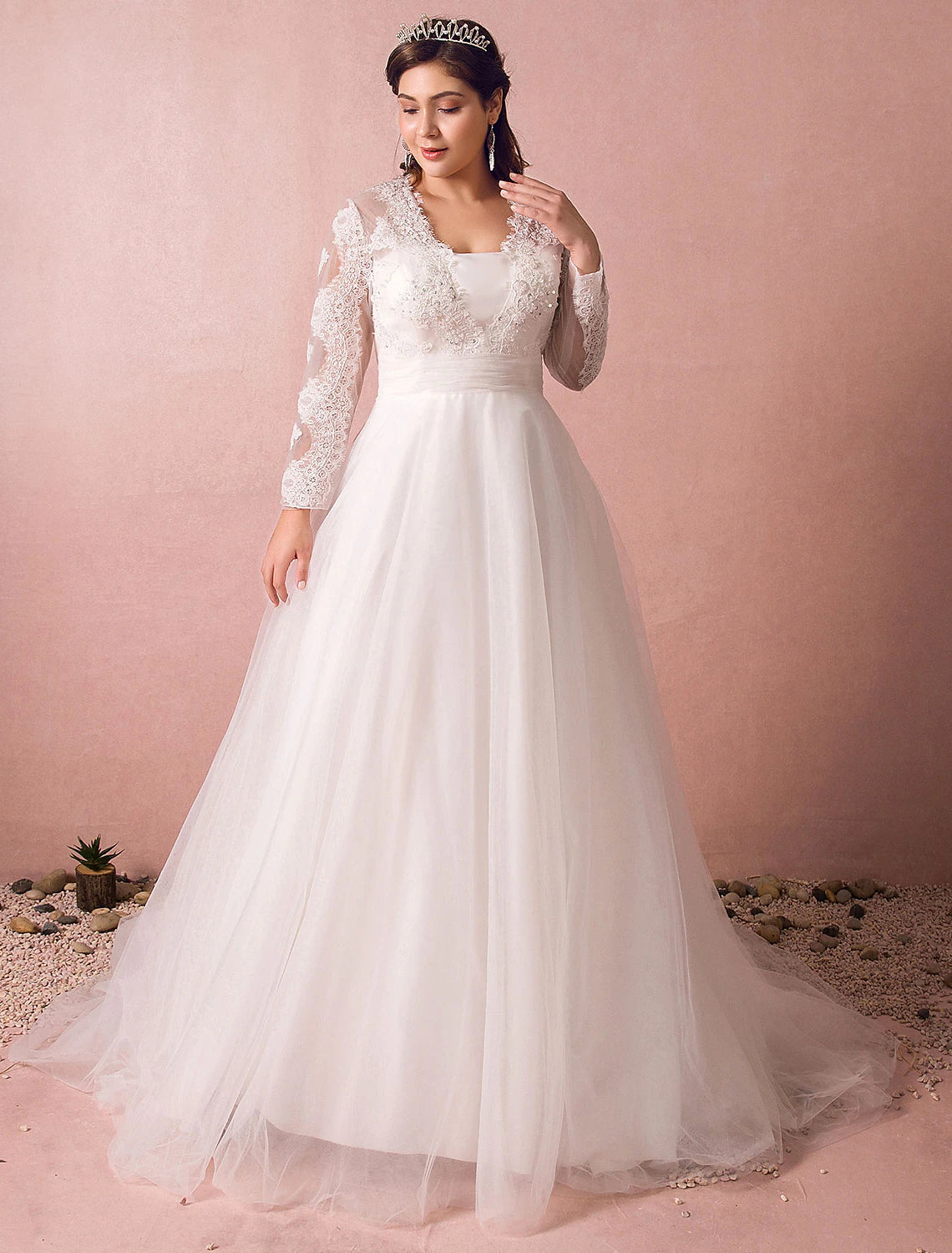 wholesale  Hall Sparkle & Shine Wedding Dresses A-Line Illusion Neck Long Sleeve Court Train Satin Bridal Gowns With Buttons Ruched