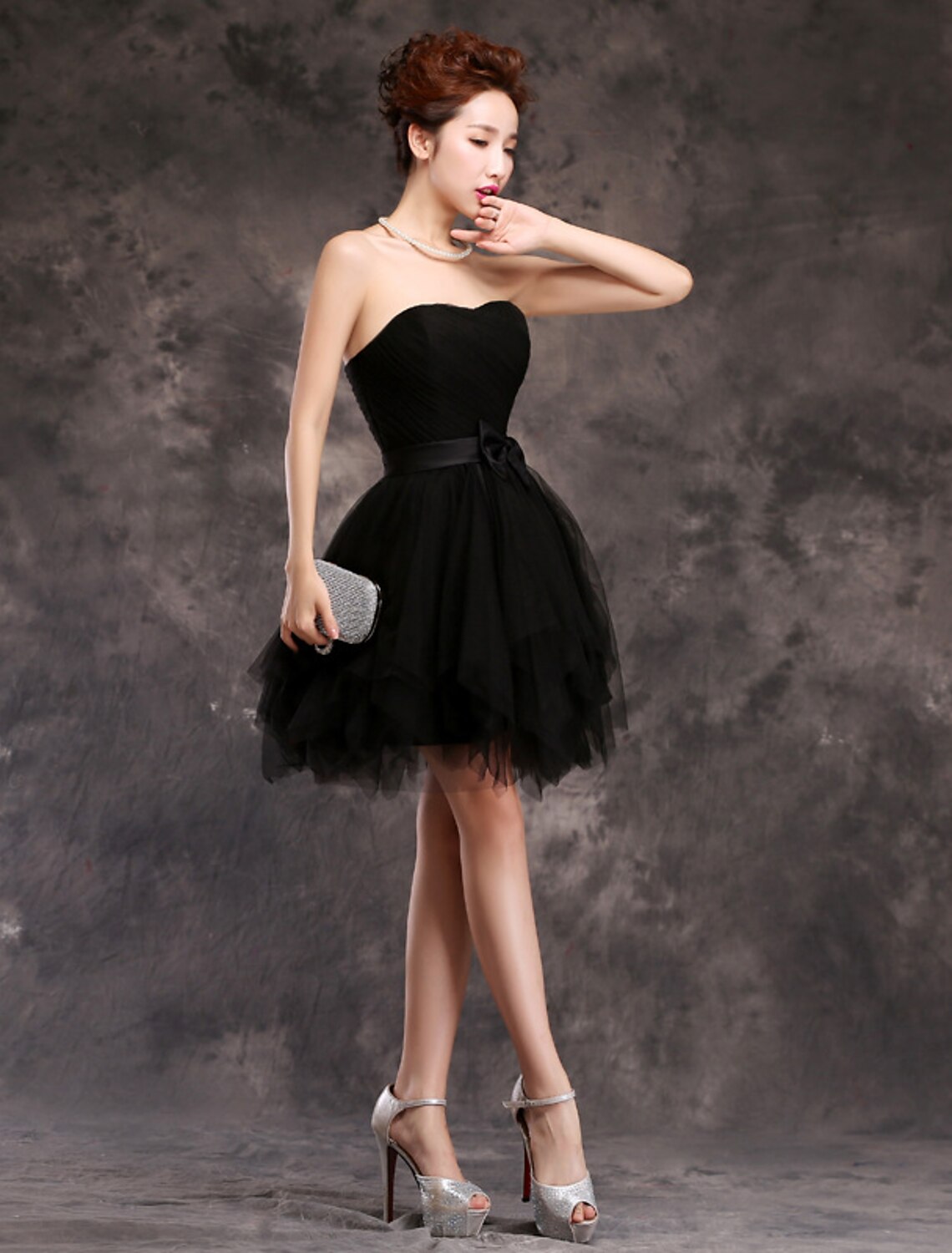 wholesale  Ball Gown Cocktail Dresses Vintage Dress Homecoming Party Wear Short / Mini Sleeveless Sweetheart Tulle with Bow(s) Ruffles Pure Color