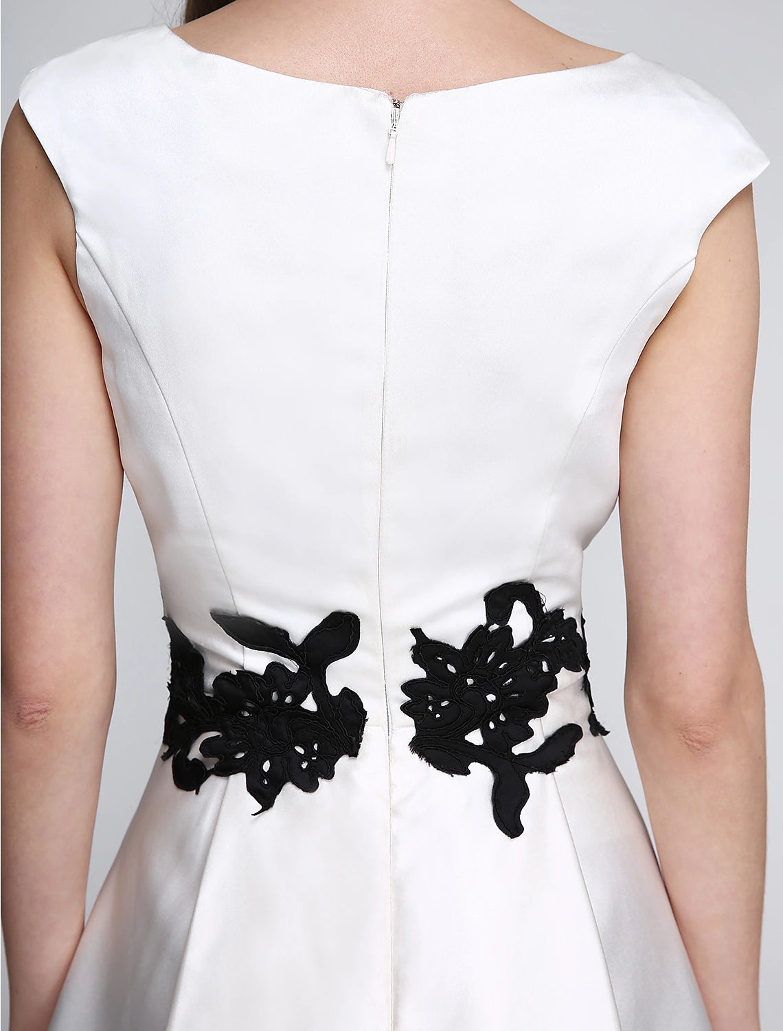 wholesale  A-Line Fit & Flare Dress Cocktail Party Prom Knee Length Sleeveless V Neck Satin with Appliques