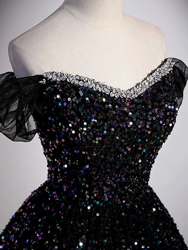 Wholesa Ball Gown Prom Dresses Sexy Dress Wedding Guest Court Train Sleeveless Off Shoulder Sequined with Pleats Sequin