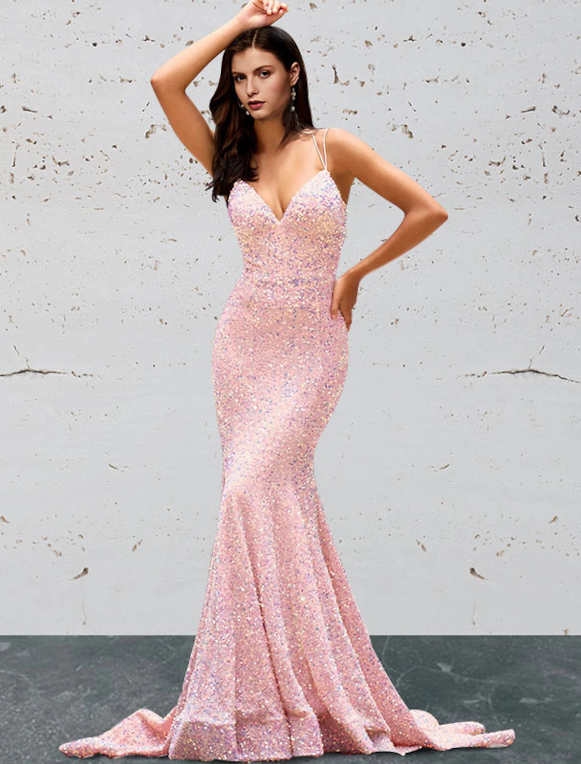 wholesa Mermaid / Trumpet Prom Dresses Open Back Dress Prom Sweep / Brush Train Sleeveless Sweetheart Sequined Backless with Sequin
