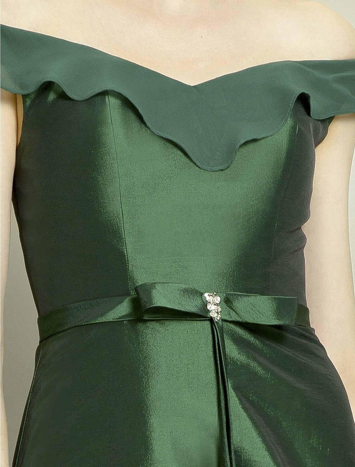 wholesale  A-Line Mother of the Bride Dress Elegant High Low Off Shoulder Asymmetrical Chiffon Taffeta Short Sleeve with Pick Up Skirt Bow(s) Beading