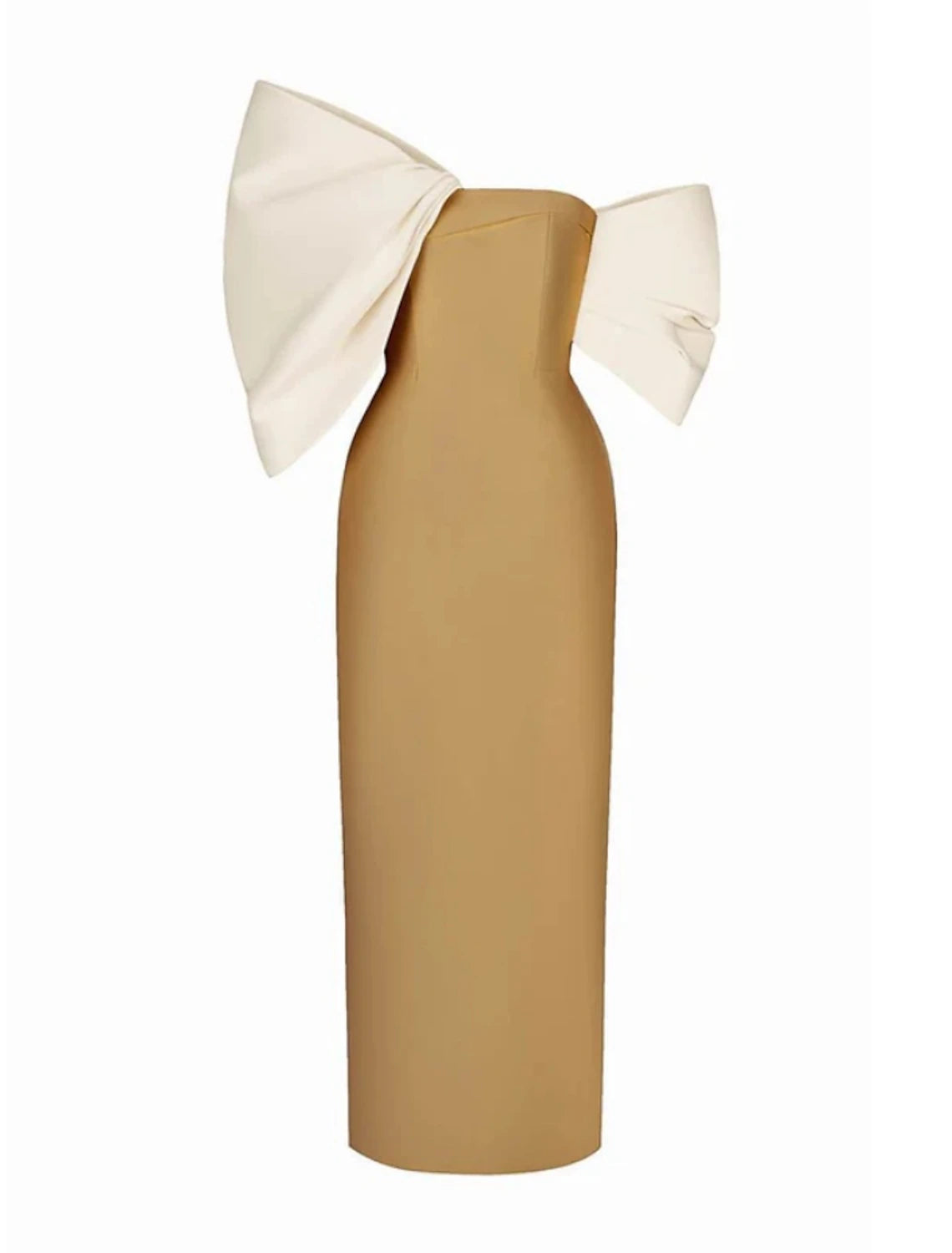 Wholesa  Sheath / Column Evening Gown Elegant Dress Formal Tea Length Half Sleeve Off Shoulder Satin with Bow(s) Ruched