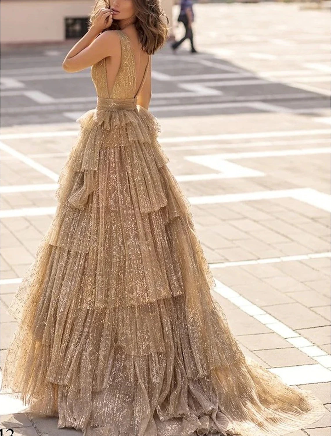 Wholesa  Ball Gown A-Line Prom Dresses Elegant Dress Formal Prom Floor Length Sleeveless V Neck Tulle with Ruched