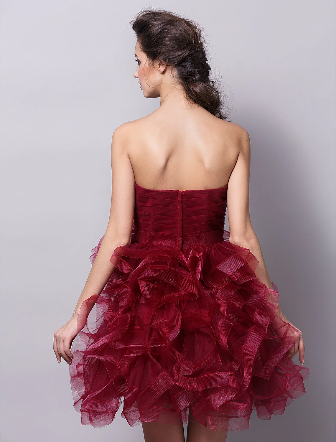 Wholesa Ball Gown Hot Homecoming Cocktail Party Valentine's Day Dress Strapless Sleeveless Short / Mini Tulle with Ruched Tier