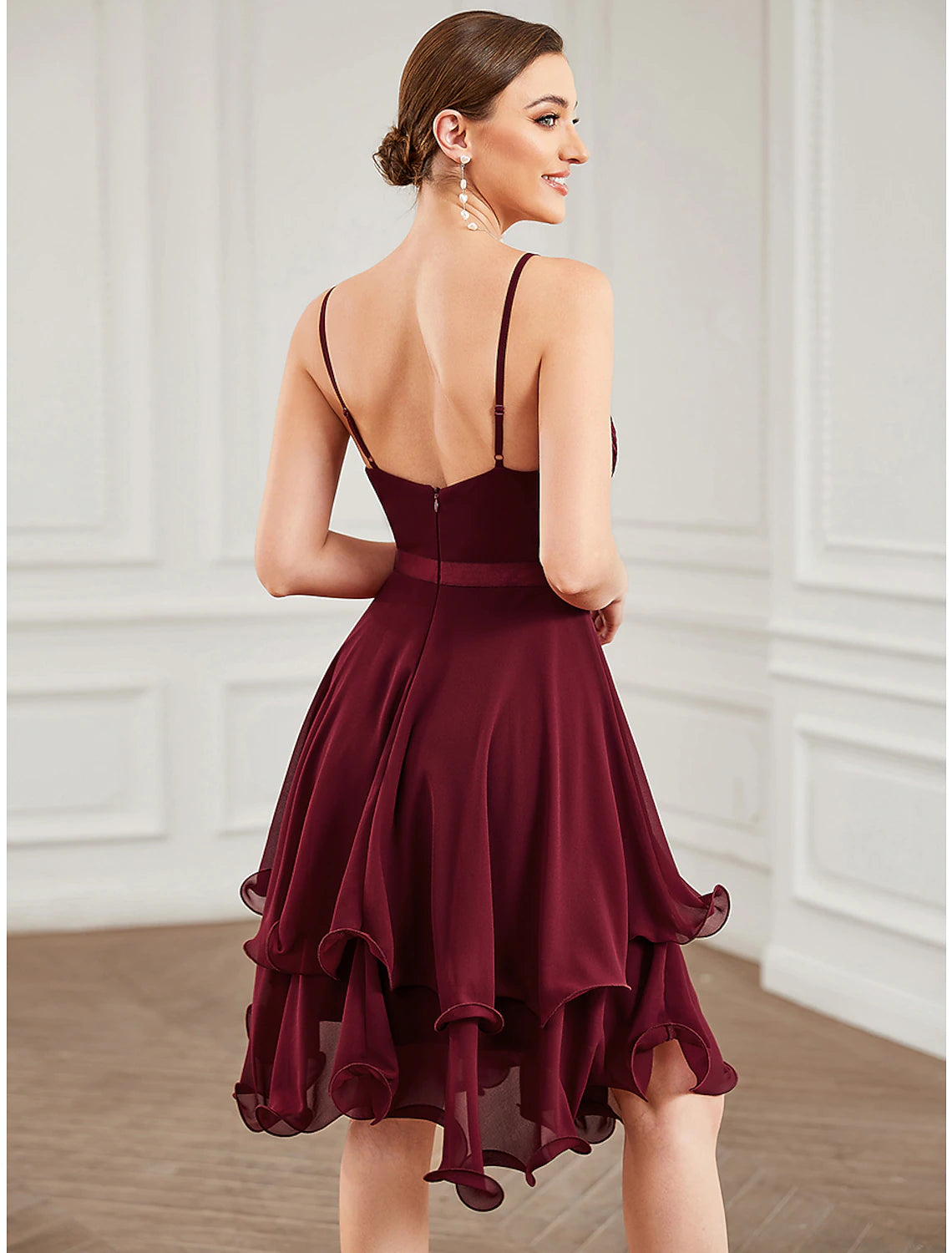Wholesa A-Line Homecoming Dresses Tiered Plisse Dress Homecoming Prom Short / Mini Sleeveless Sweetheart Chiffon with Pure Color Tiered