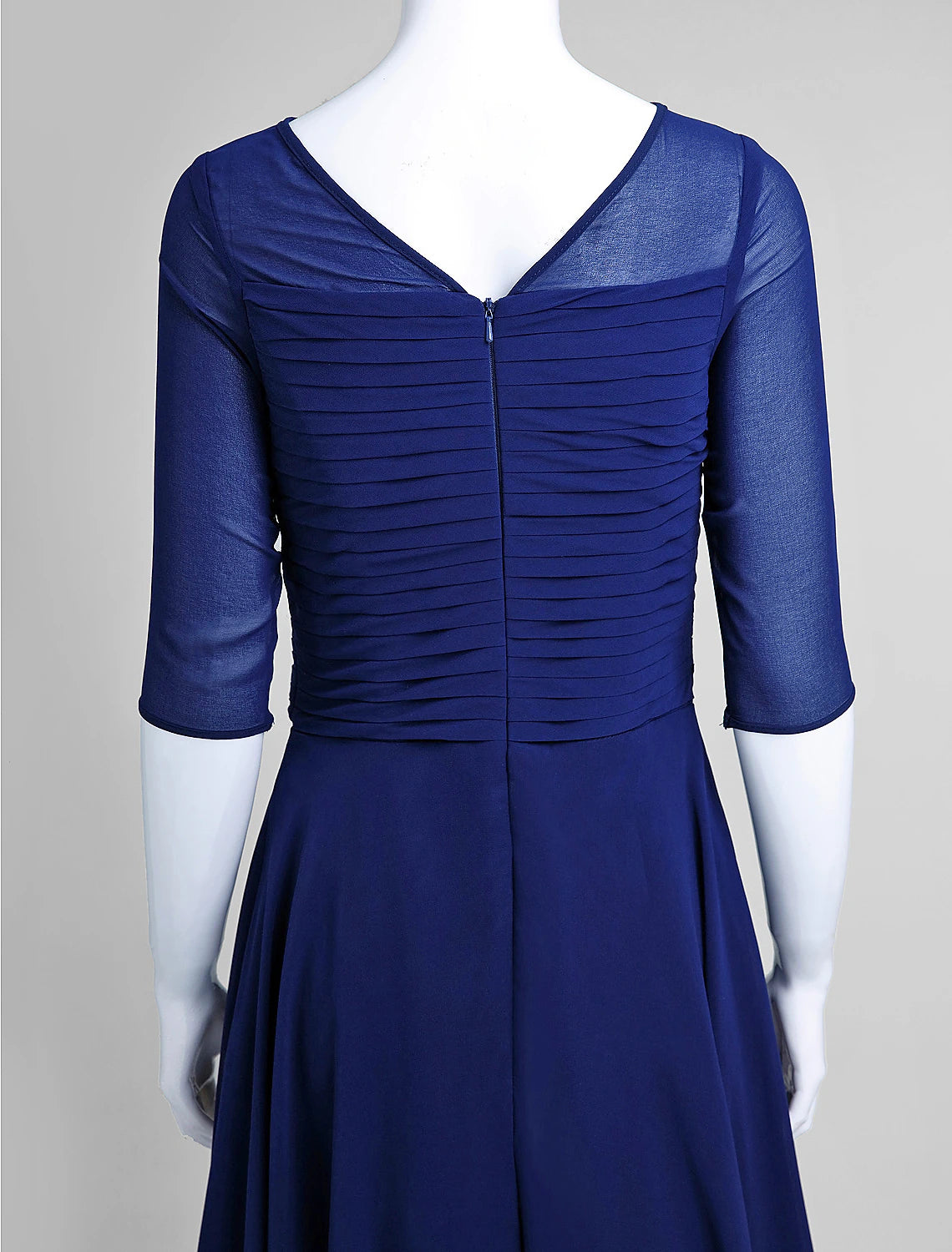 wholesale  A-Line Mother of the Bride Dress Fall Wedding Guest Dresses Plus Size Elegant Bateau Neck Tea Length Chiffon Half Sleeve with Ruched