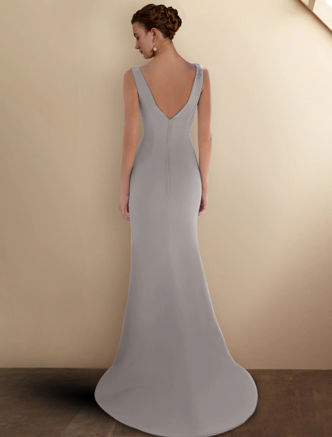 wholesale   Mermaid / Trumpet Mother of the Bride Dress Elegant Jewel Neck Sweep / Brush Train Stretch Chiffon Sleeveless Short Jacket Dresses with Appliques