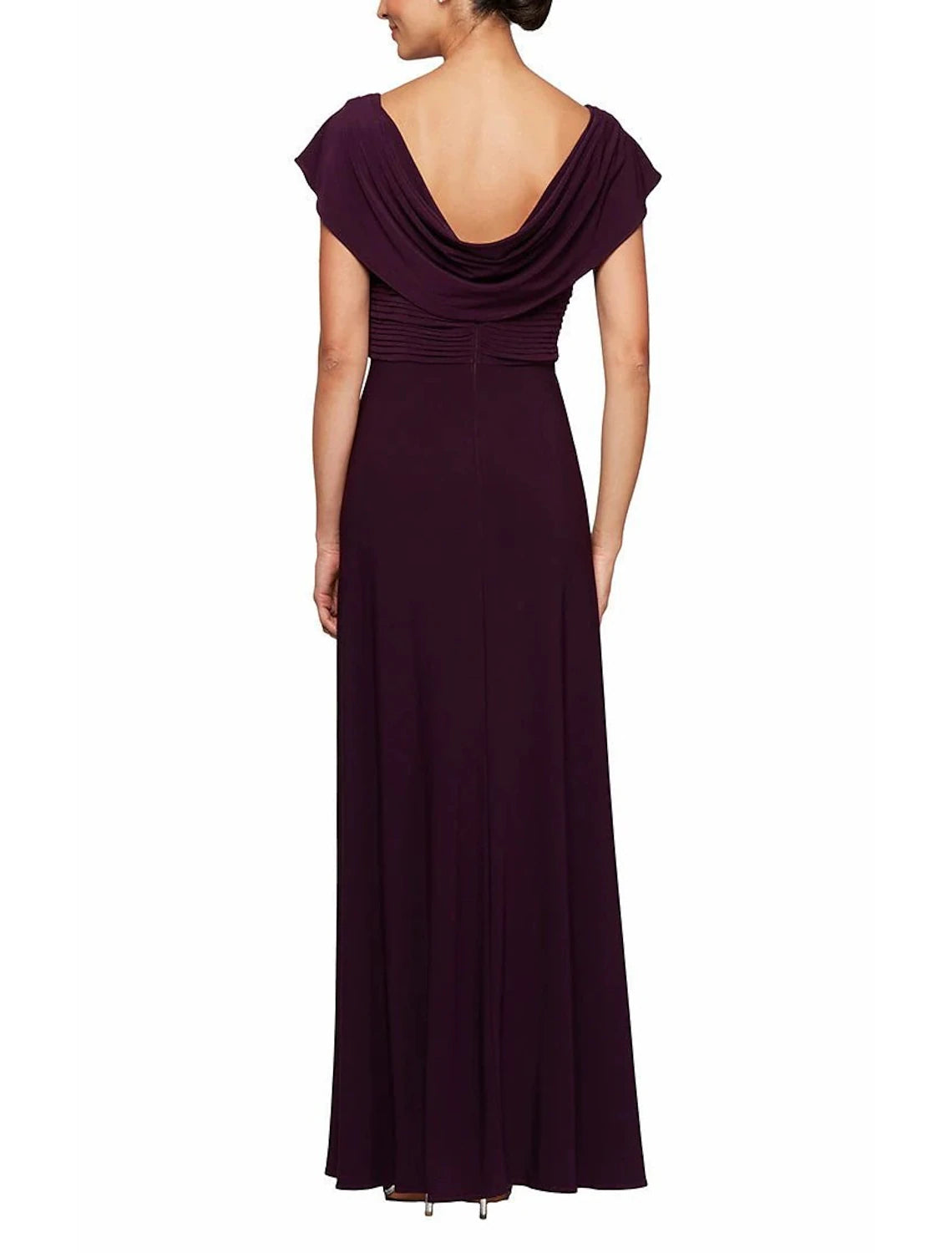 Wholesa A-Line Mother of the Bride Dress Formal Wedding Guest Elegant Scoop Neck Ankle Length Chiffon Short Sleeve with Pleats Crystals Solid Color