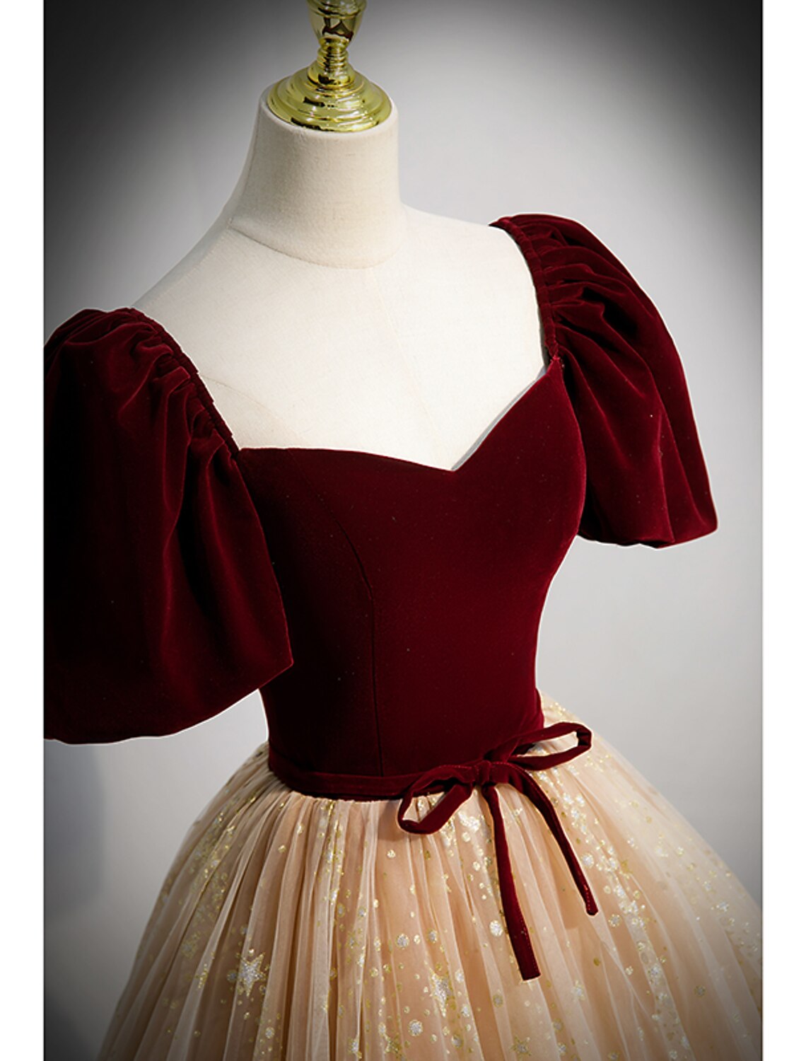 wholesale  A-Line Prom Dresses Princess Dress Engagement Prom Floor Length Short Sleeve Sweetheart Tulle with Bow(s) Sequin