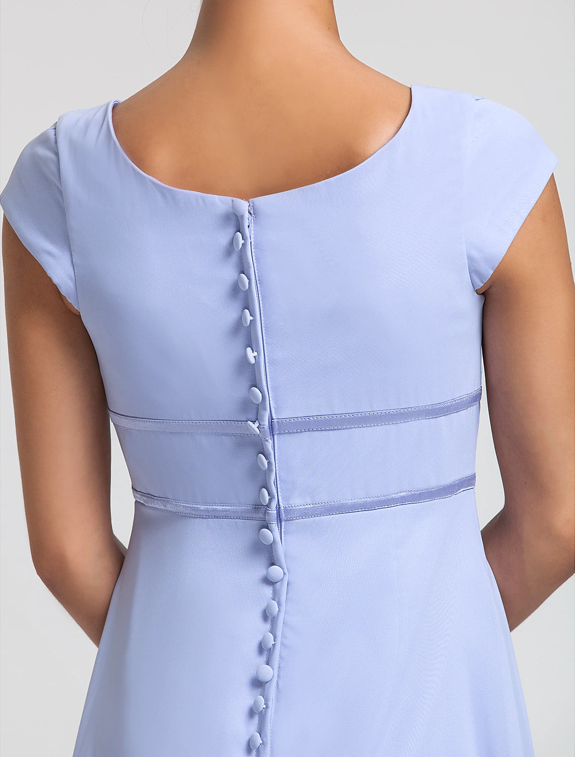 Wholesa  Sheath / Column Bridesmaid Dress Square Neck Short Sleeve Elegant Floor Length Chiffon with Sash / Ribbon / Pleats