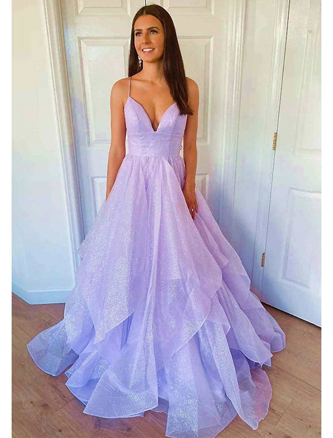 wholesale  Ball Gown A-Line Prom Dresses Sparkle & Shine Dress Formal Wedding Party Dress Floor Length Sleeveless Sweetheart Tulle Backless with Pleats Ruffles