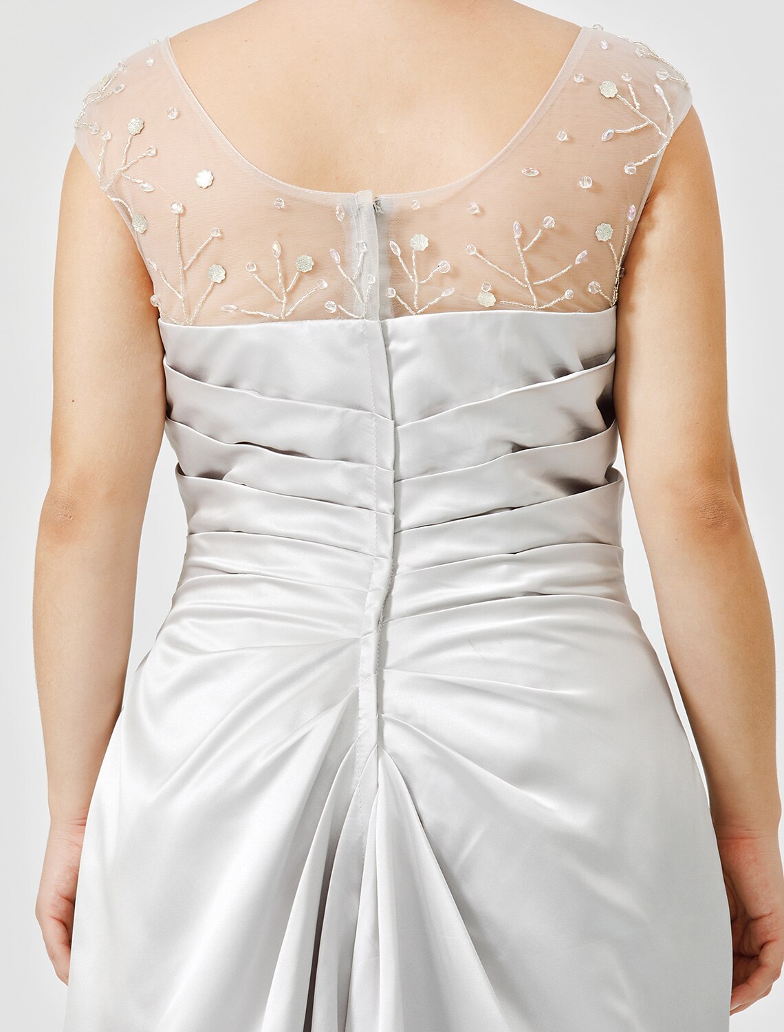 wholesale  Sheath / Column Mother of the Bride Dress Classic & Timeless Elegant & Luxurious Plus Size Jewel Neck Floor Length Satin Sleeveless No with Pleats Crystals